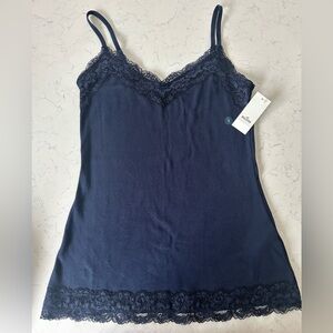 NWT Hollister Lace Trim Cami Tank Top in Navy Blue